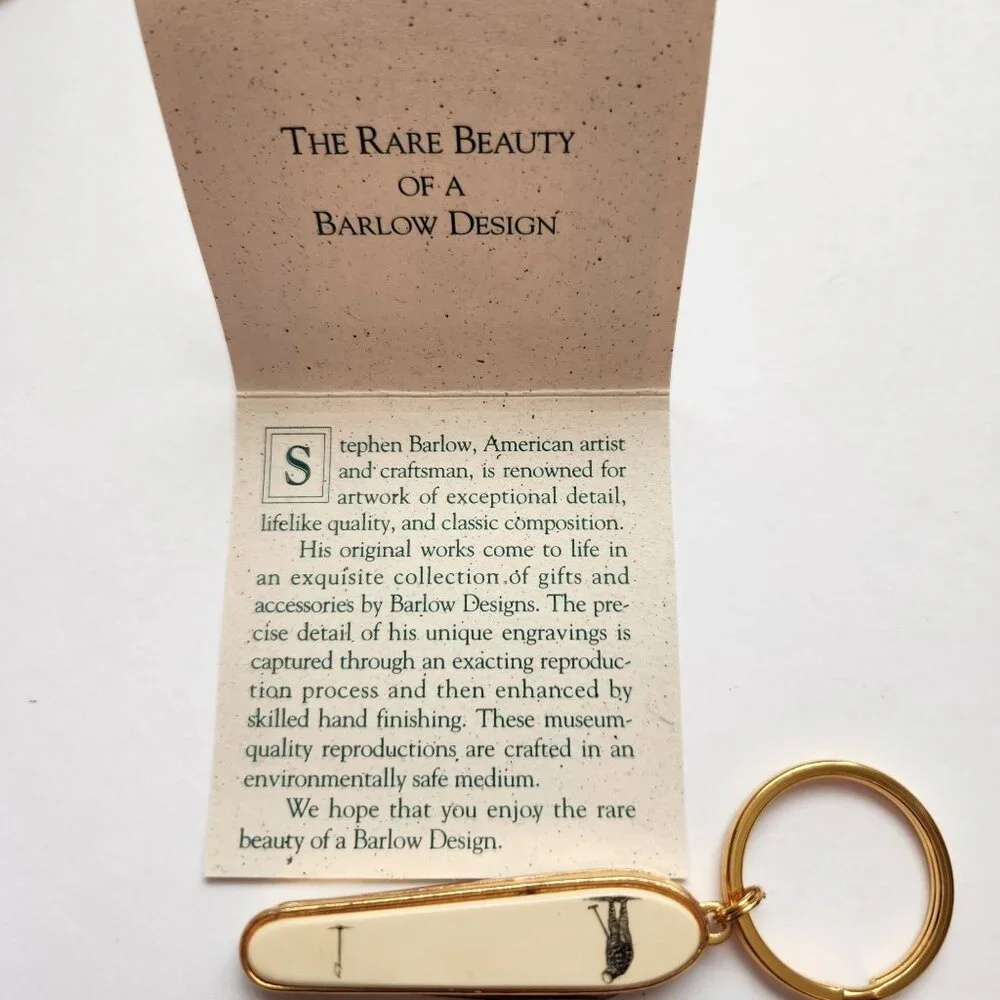 Vintage Barlow Designs Gold Money Clip and Keychain Set With Golfer Design
